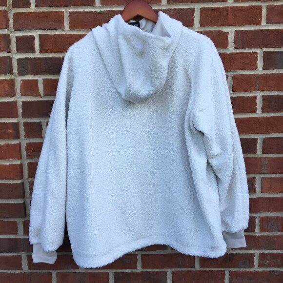 Nike NSW Sherpa Pullover Hoodie Large Ivory 1/2 Double Zip Kangaroo Pouch - Picture 3 of 14